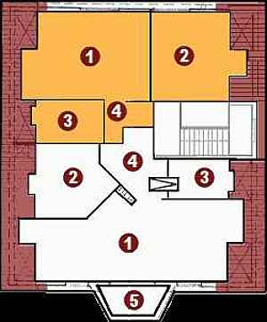 Grundriss der beiden Wohnungen (orange Wohnung 1)
