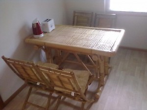 Bamboo dining table with 4 chairs