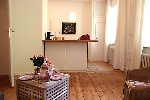 Living room with kitchenette, nicely renovated